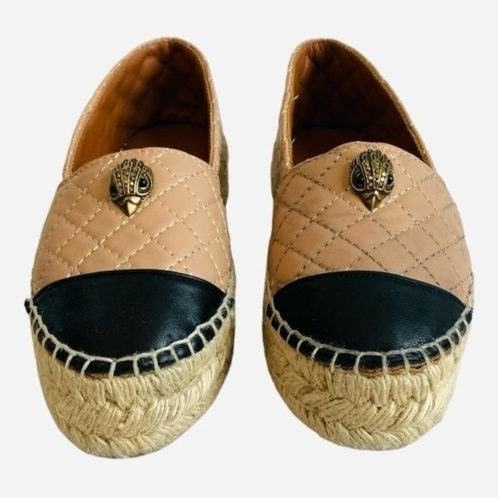 Women’s Shoes KURT GEIGER LONDON Slip On Espadrilles Black Tan Leather Loafers - Picture 5 of 13